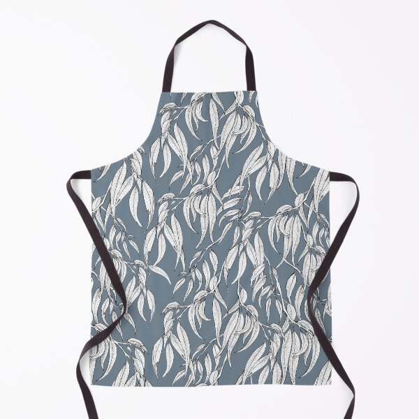 Item preview, Monochrome Eucalyptus Leaves on Dusty Blue designed and sold by Nadya Neklioudova.