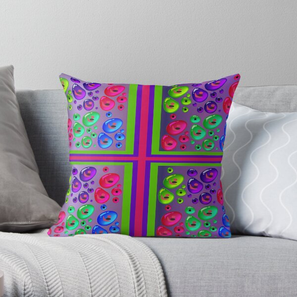 Very Colorful Patterned Print Design Throw Pillow