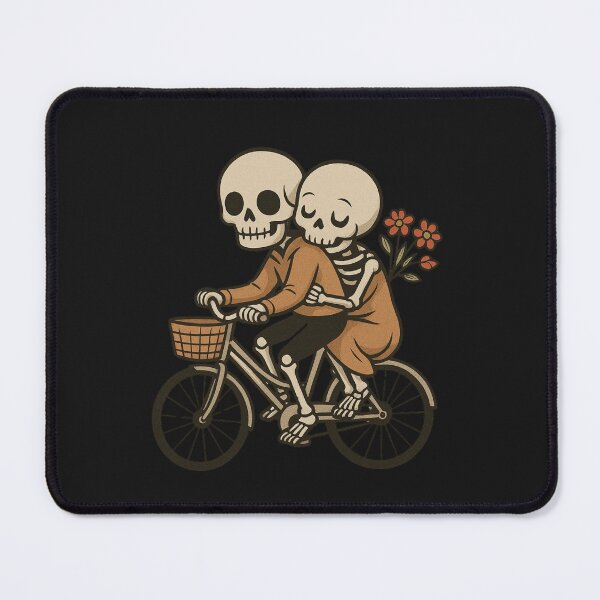 Item preview, Skeleton Couple on Bicycle – Romantic Floral Skeleton Art | Minimalist Love Design designed and sold by ColorSplash123.