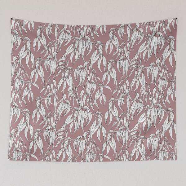 Item preview, Hand-drawn Eucalyptus Leaves on Dusky Rose designed and sold by Nadya Neklioudova.