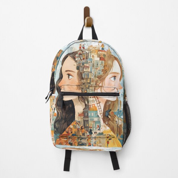 Item preview, whimsical illustration of two faces with long hair designed and sold by wonderisland.