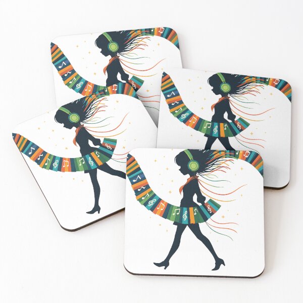 Item preview, Vibrant Music Lover Art – Colorful Silhouette of Girl with Headphones and Musical Notes designed and sold by Shoot-The-Moon.