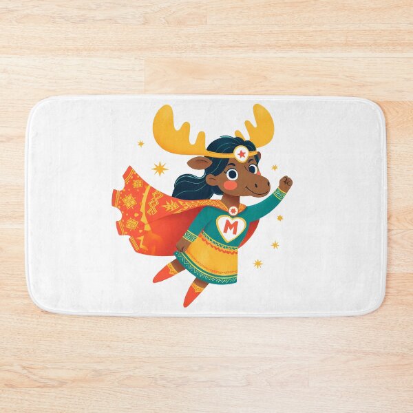 Item preview, Female Superhero Moose Soaring High - Scandinavian Folk Art by heidiannemorris © designed and sold by FOLK ART FUSION by heidiannemorris.