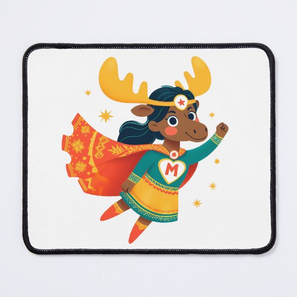 Item preview, Female Superhero Moose Soaring High - Scandinavian Folk Art by heidiannemorris © designed and sold by FOLK ART FUSION by heidiannemorris.