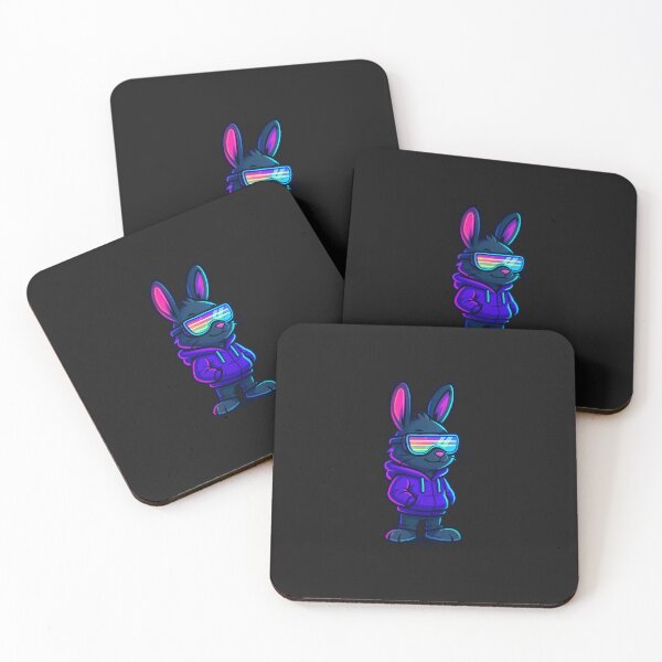 Artikelvorschau, Cyberpunk Hase mit Neon Hoodie – Futuristischer Hase mit Hologramm Brille | Vaporwave Tierkunst entworfen und verkauft von ColorSplash123.