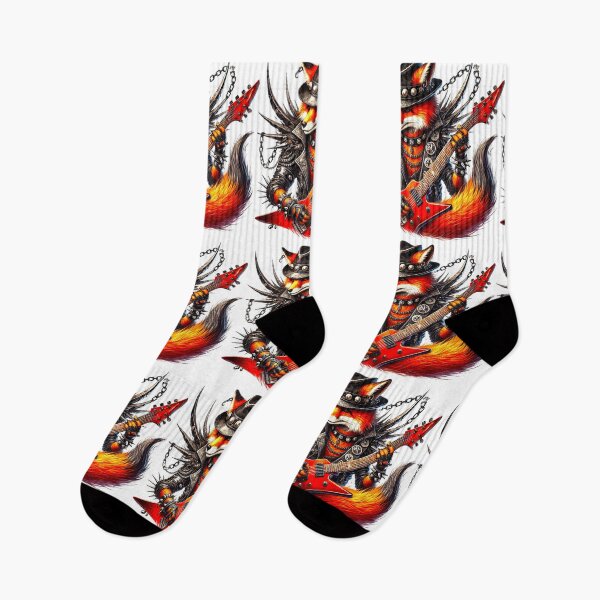 Item preview, Fox playing a guitar, rock and roll music designed and sold by LoneAngel.