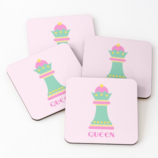 Item preview, Colourful Queen Chess Piece Pink, Yellow and Mint Green designed and sold by Pinkdeer Designs.