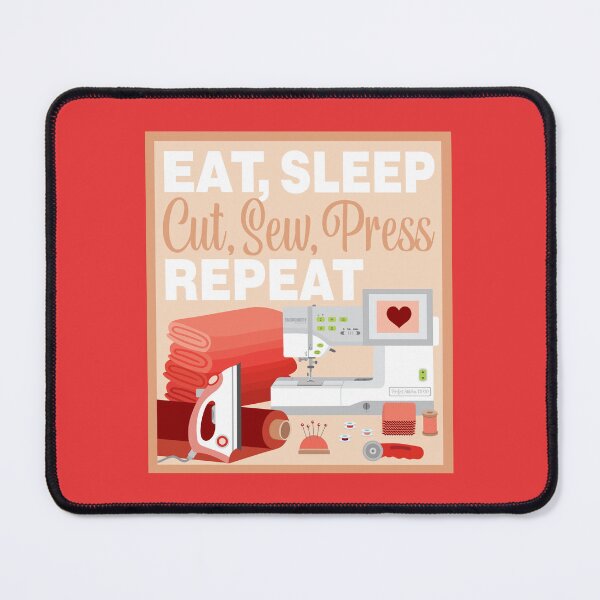 Item preview, Eat Sleep Repeat Quilting - Embroidery Machine - RED designed and sold by StellarFX.