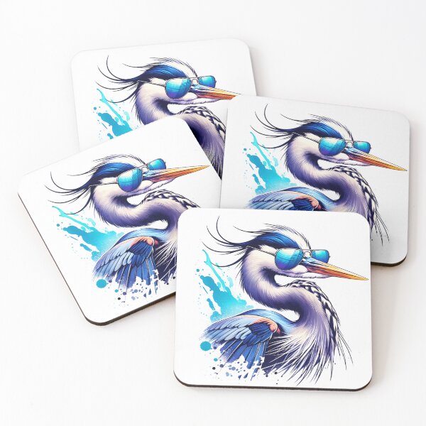 Item preview, Watercolor Great Blue Heron Bird Wearing Sunglasses designed and sold by TheAnimalZ00.