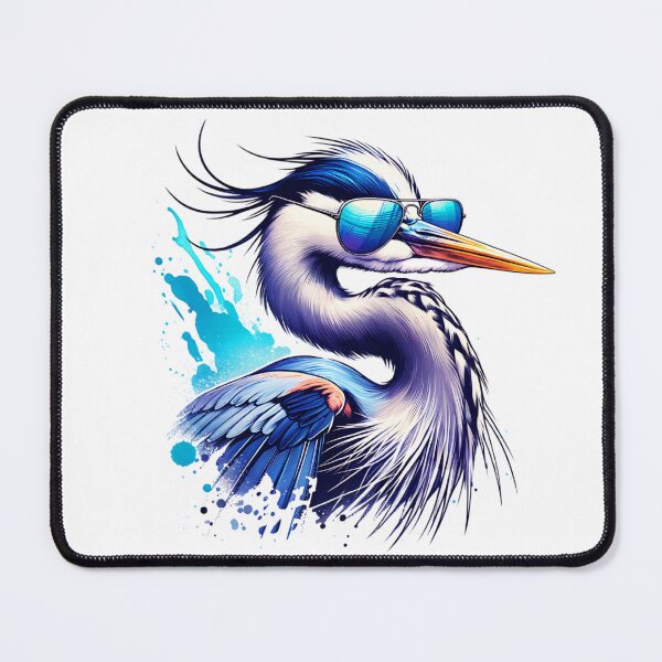 Item preview, Watercolor Great Blue Heron Bird Wearing Sunglasses designed and sold by TheAnimalZ00.