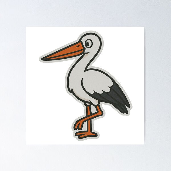 Item preview, Stork – Playful Cartoon White Bird designed and sold by Dark Side of The Merch.