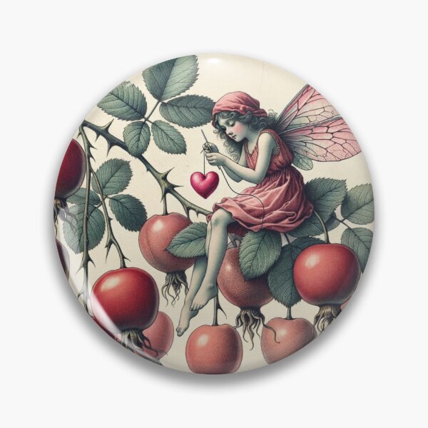 Item preview, Rosehip Fairy Healing Heart - Vintage Botanical Folklore Illustration designed and sold by Estelle Printworks.