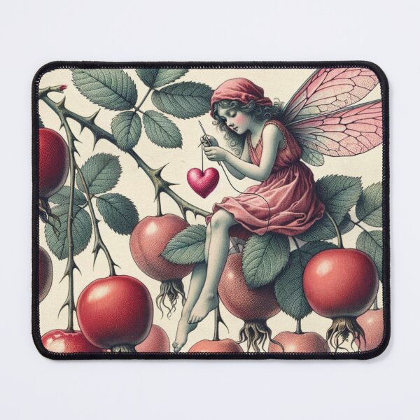 Item preview, Rosehip Fairy Healing Heart - Vintage Botanical Folklore Illustration designed and sold by Estelle Printworks.