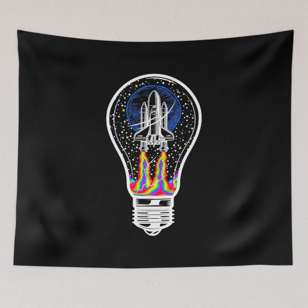Item preview, Spaceship in a lightbulb brings color to space | Colorful Illustrations designed and sold by ProdbyNiECO.
