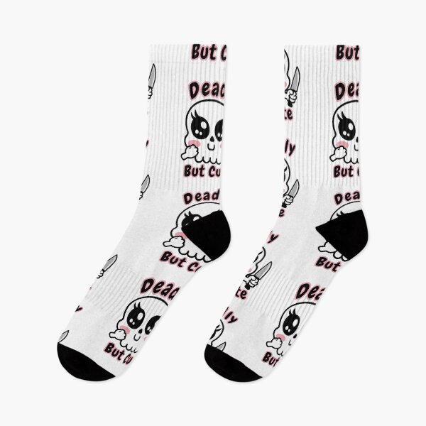 Item preview, Deadly But Cute Skull with Knife, Kawaii Goth Funny Skeleton designed and sold by dmr studio.