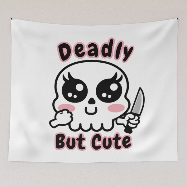 Item preview, Deadly But Cute Skull with Knife, Kawaii Goth Funny Skeleton designed and sold by dmr studio.