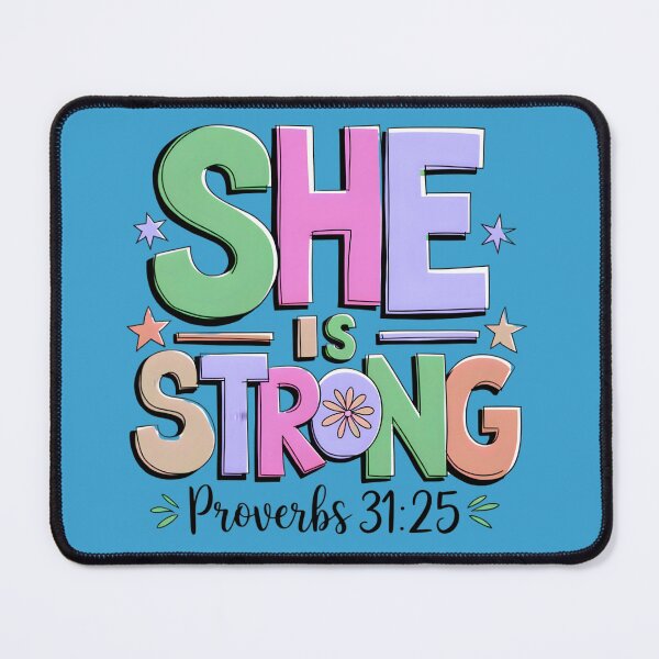 Item preview, She is Strong Christian Bible Verse Art designed and sold by Infinite Inspirations.