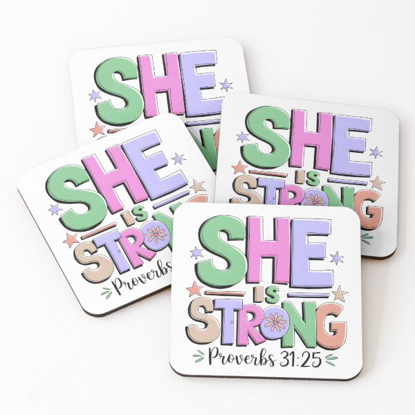 Item preview, She is Strong Christian Bible Verse Art designed and sold by Infinite Inspirations.
