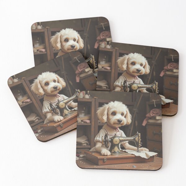 Item preview, Adorable, Cute Dog Sewing Machine Art designed and sold by yourprintableneeds.