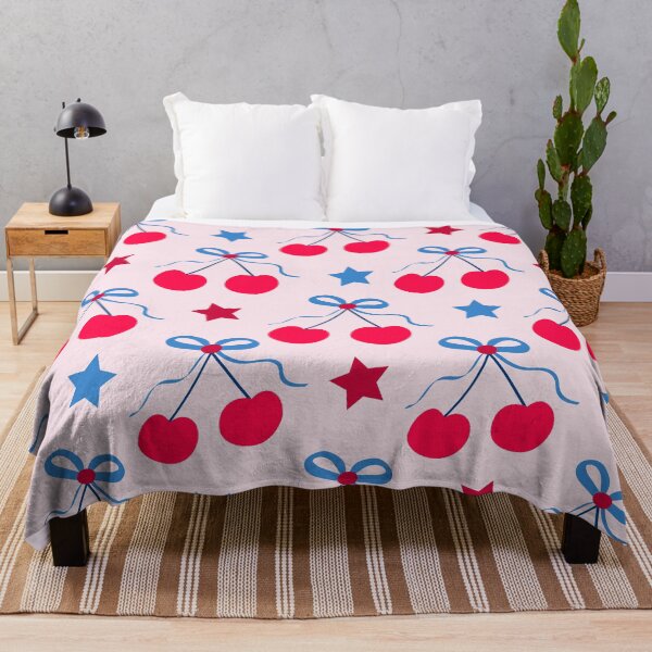 Item preview, Patriotic Cherries with Blue bows and Stars Pattern designed and sold by Yasminepatterns .