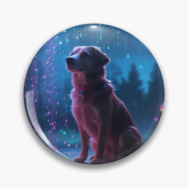 Item preview, A Dog Sitting Under A Colorful Sky With Raindrops & A Fullmoon  designed and sold by Sam-DesignMart.