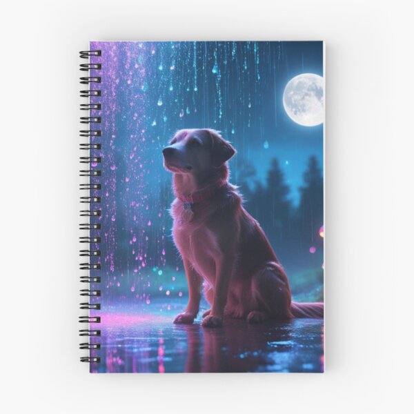 Item preview, A Dog Sitting Under A Colorful Sky With Raindrops & A Fullmoon  designed and sold by Sam-DesignMart.