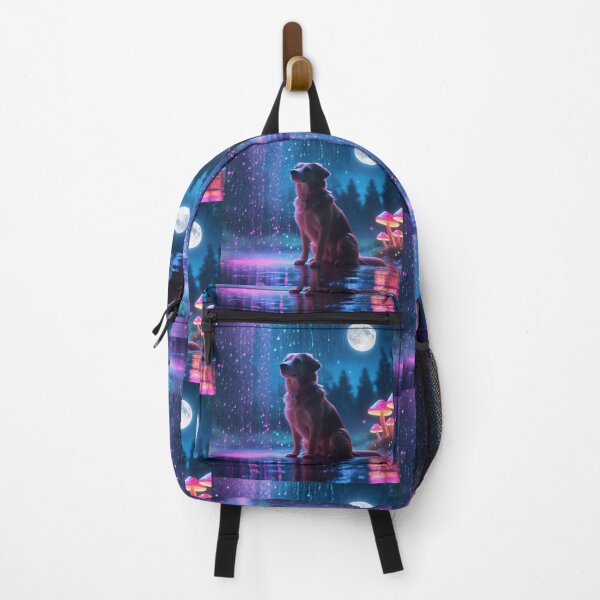 Item preview, A Dog Sitting Under A Colorful Sky With Raindrops & A Fullmoon designed and sold by Sam-DesignMart.