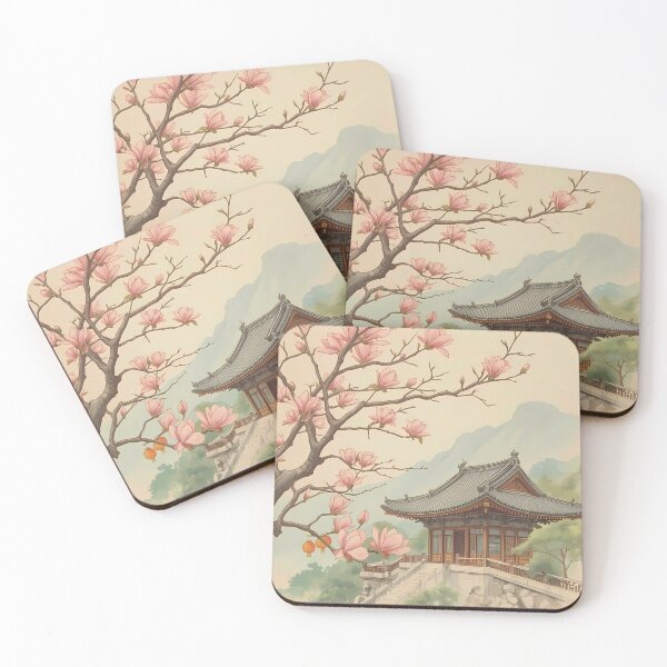 Item preview, Valley Sanctuary: Vintage Korean Temple Sketch designed and sold by LOVE ART DESIGNS .