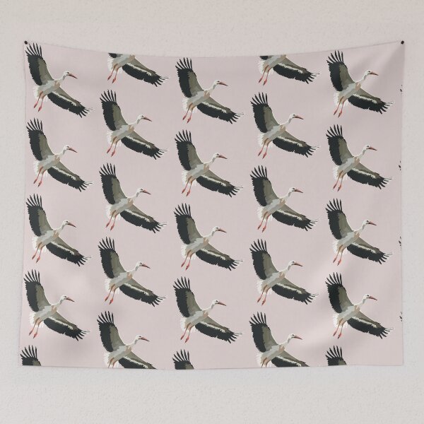 Item preview, W is for White Stork, White Stork – Elegant Migratory Bird Wildlife Design designed and sold by PrettylittlepastelUk.