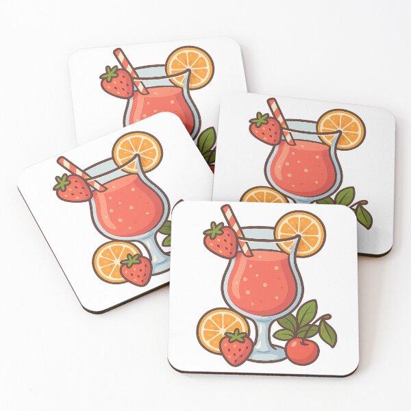Item preview, Tropical Fruit Cocktail Illustration – Cute Summer Drink with Strawberries, Orange and Cherry  designed and sold by branaghbel.