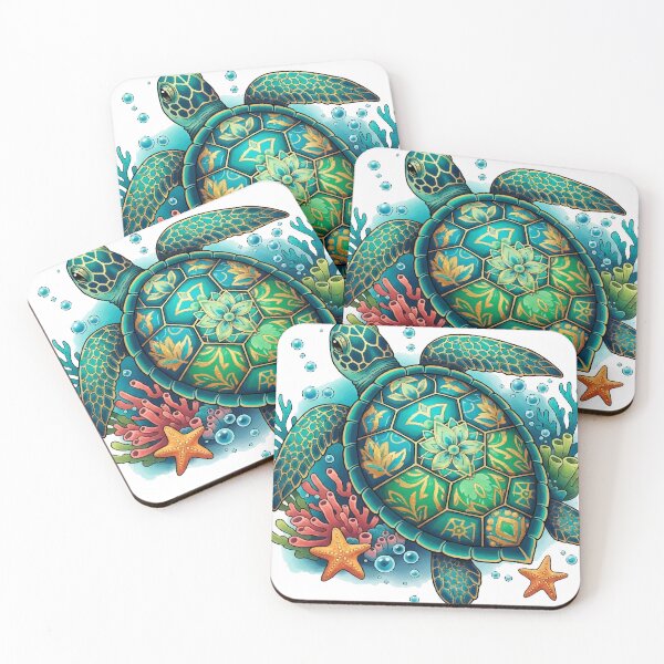 Item preview, Ornamental Sea Turtle – Colorful and Detailed Tattoo Illustration designed and sold by  Ojo de Lilith.