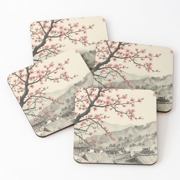 Item preview, Blush Hills: Vintage Peach Blossoms in Korean Countryside designed and sold by LOVE ART DESIGNS .