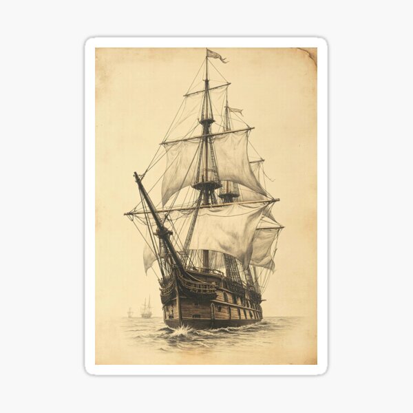 Item preview,  Vintage Colonial Warship Sketch designed and sold by LOVE ART DESIGNS .