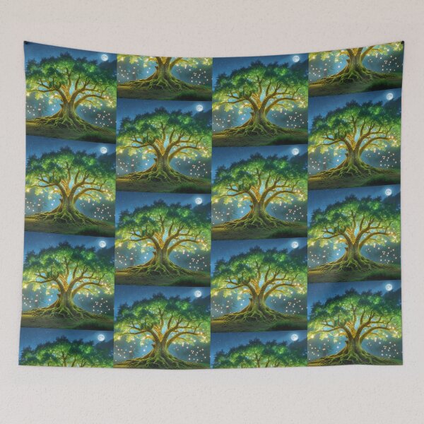 Item preview, Colorful Oak Tree With Full Moon Classical designed and sold by Sam-DesignMart.