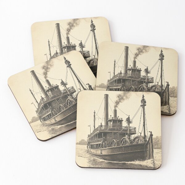 Item preview, River Steam: Vintage Paddle Boat Sketch designed and sold by LOVE ART DESIGNS .