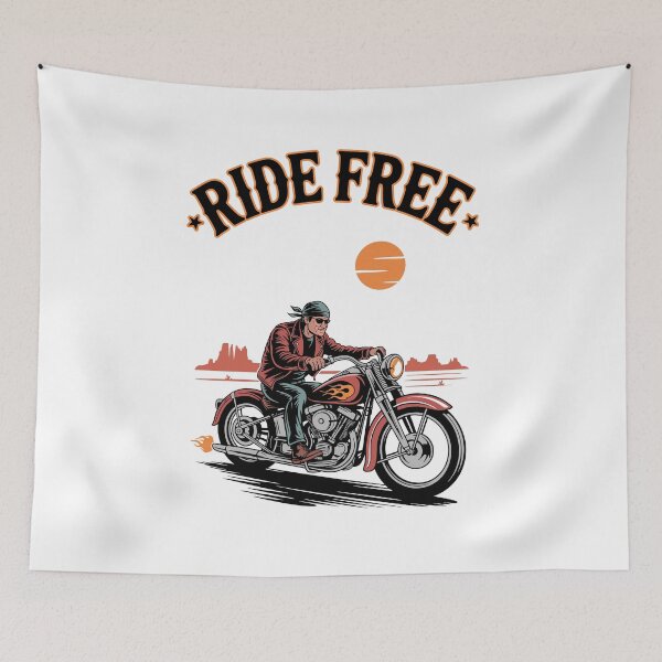 Item preview, Ride Free Retro Biker and Motorcyle designed and sold by Traveldrawings.