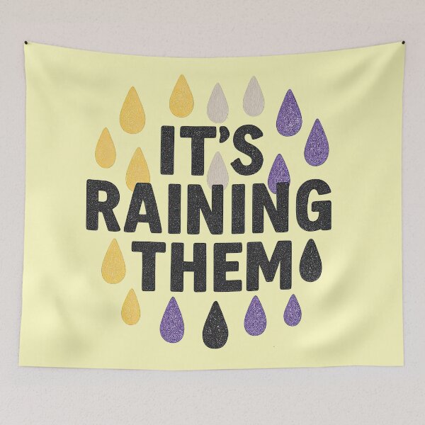 Item preview, It's Raining THEM - Non-binary pride (for light colors) designed and sold by Oh, the HORROR!.