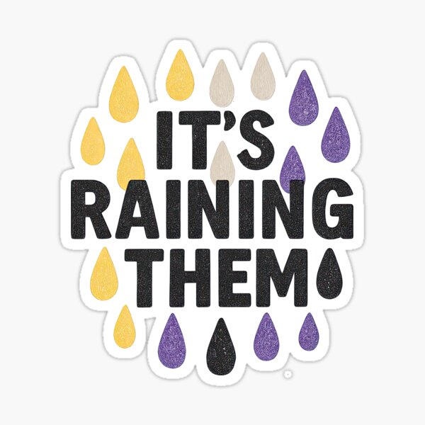 Item preview, It's Raining THEM - Non-binary pride (for light colors) designed and sold by Oh, the HORROR!.