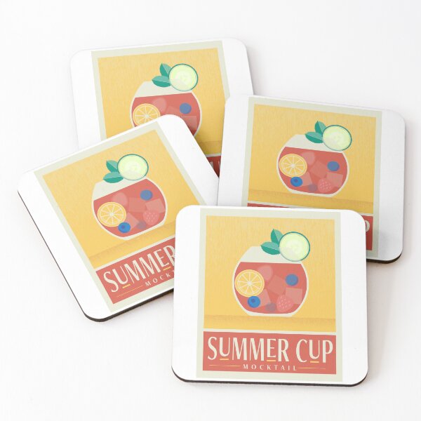 Item preview, Summer Cup Non Alcoholic Mocktail Drink Vintage retro Poster design with glass and garnish designed and sold by Jdawnink.