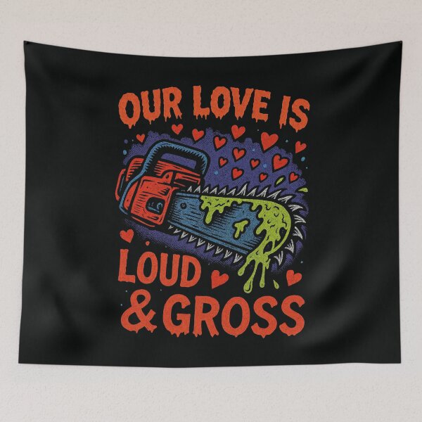 Item preview, Our Love Is Loud & Gross – Funny Chainsaw Horror Valentine Design	 designed and sold by Victor Shadehorn.