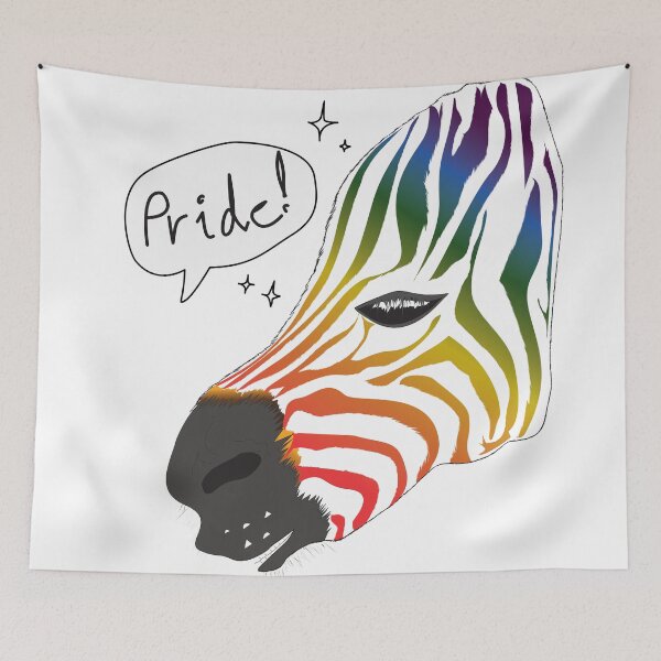 Item preview, LGBTQ Pride Collection Pride Zebra head with black font designed and sold by Miza Drops.