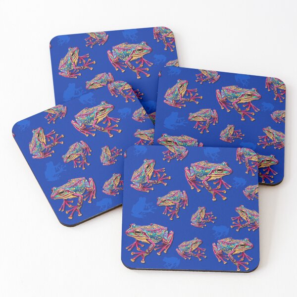 Item preview, Frog Artistic Colorful Painting Navy Blue pattern designed and sold by BeebooDesign.