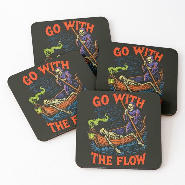Item preview, Go With the Flow – Grim Reaper & Skeleton Styx River Ride Dark Humor Design	 designed and sold by Victor Shadehorn.
