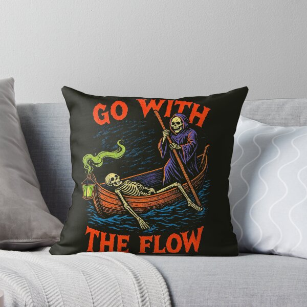 Item preview, Go With the Flow – Grim Reaper & Skeleton Styx River Ride Dark Humor Design	 designed and sold by Victor Shadehorn.