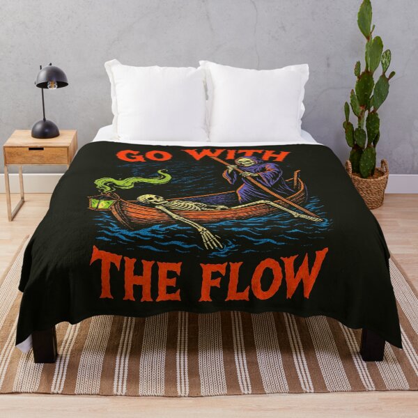 Item preview, Go With the Flow – Grim Reaper & Skeleton Styx River Ride Dark Humor Design designed and sold by Victor Shadehorn.