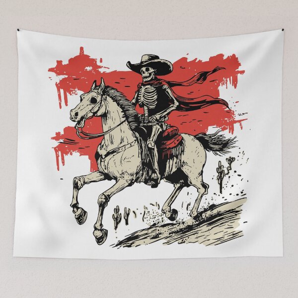 Item preview, Cowboy Skull Skeleton on a Horse - Western Cowboy Skeleton designed and sold by Oh, the HORROR!.