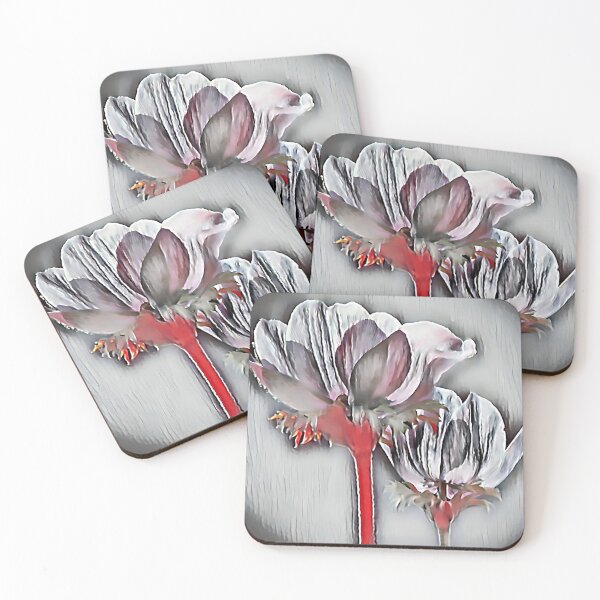 Item preview, 3 Elegant White Orchids with Red Stems | Minimalist Botanical Flower Art designed and sold by POETTICA.