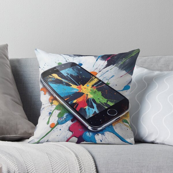 Aperçu de l'œuvre Splash Digital – Smartphone & Éclats de Couleurs créée et vendue par AnOa.ia.
