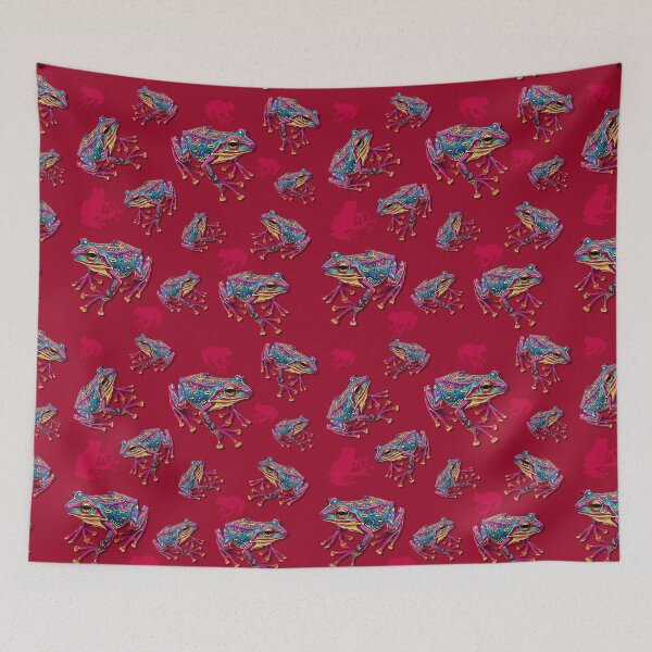 Item preview, Frog Artistic Colorful Painting red pattern designed and sold by BeebooDesign.