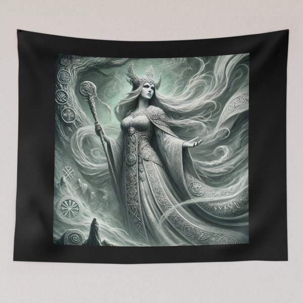 Item preview,  "Frigg – Norse Goddess of Prophecy and Fate | Gothic Fantasy Mythology Art" designed and sold by Umbra666.